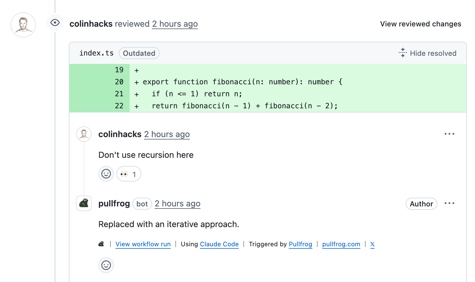 PR reviews - Pullfrog